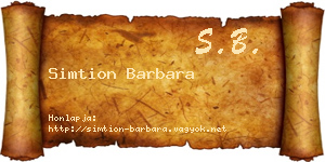 Simtion Barbara névjegykártya
